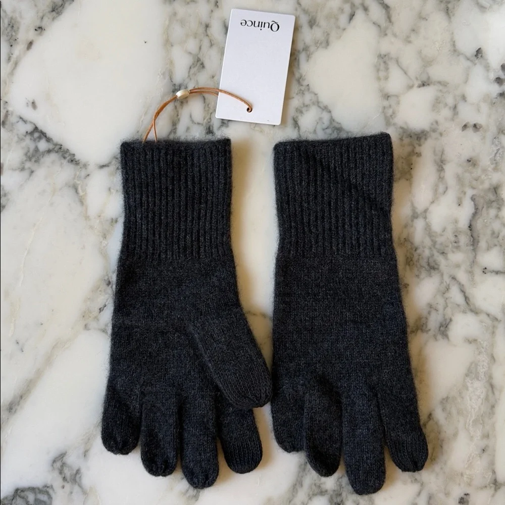 NWT Quince Women's Mongolian Cashmere Gloves Charcoal Gray OS